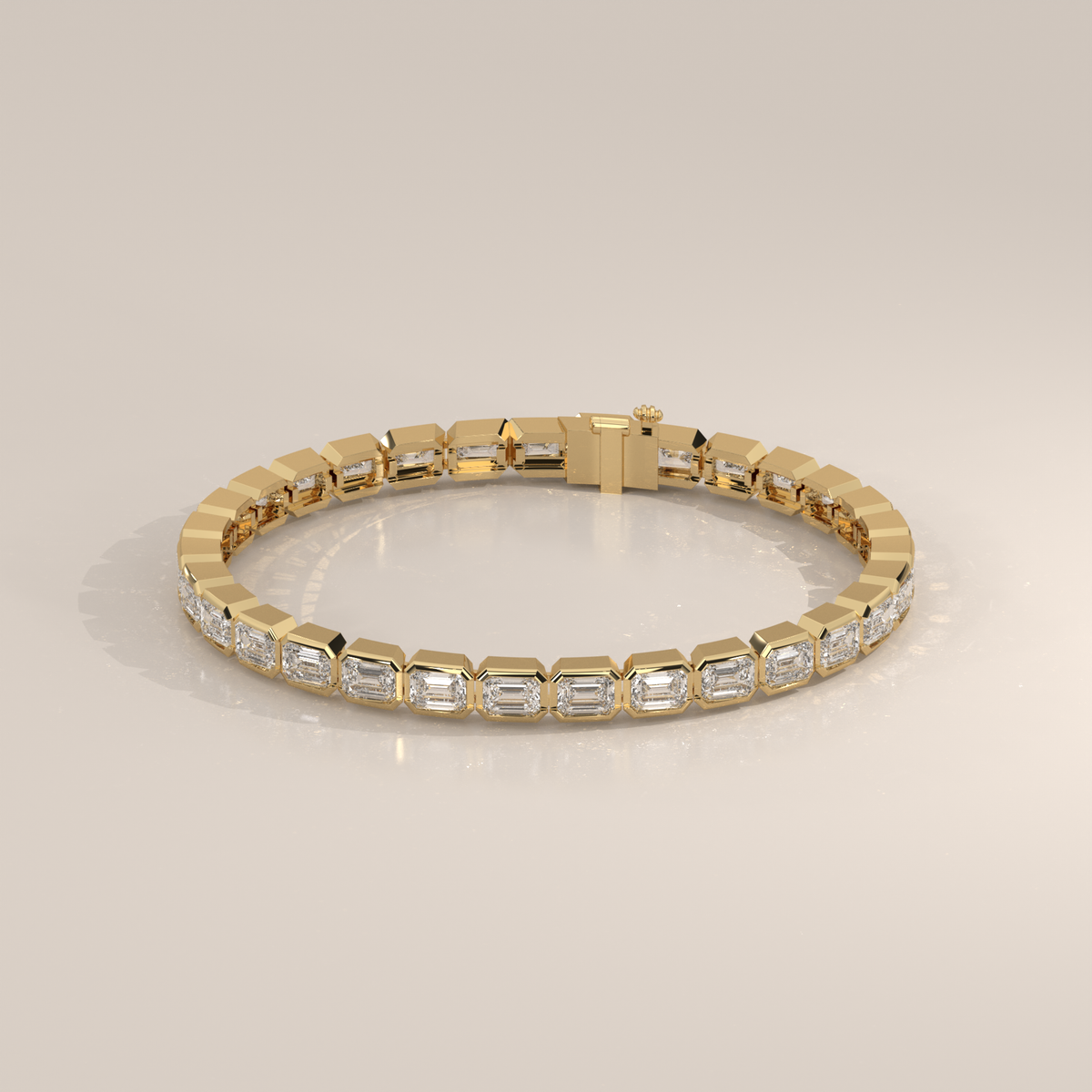 Emerald Cut Lab Grown Diamond Tennis Bracelet in Bezel Setting