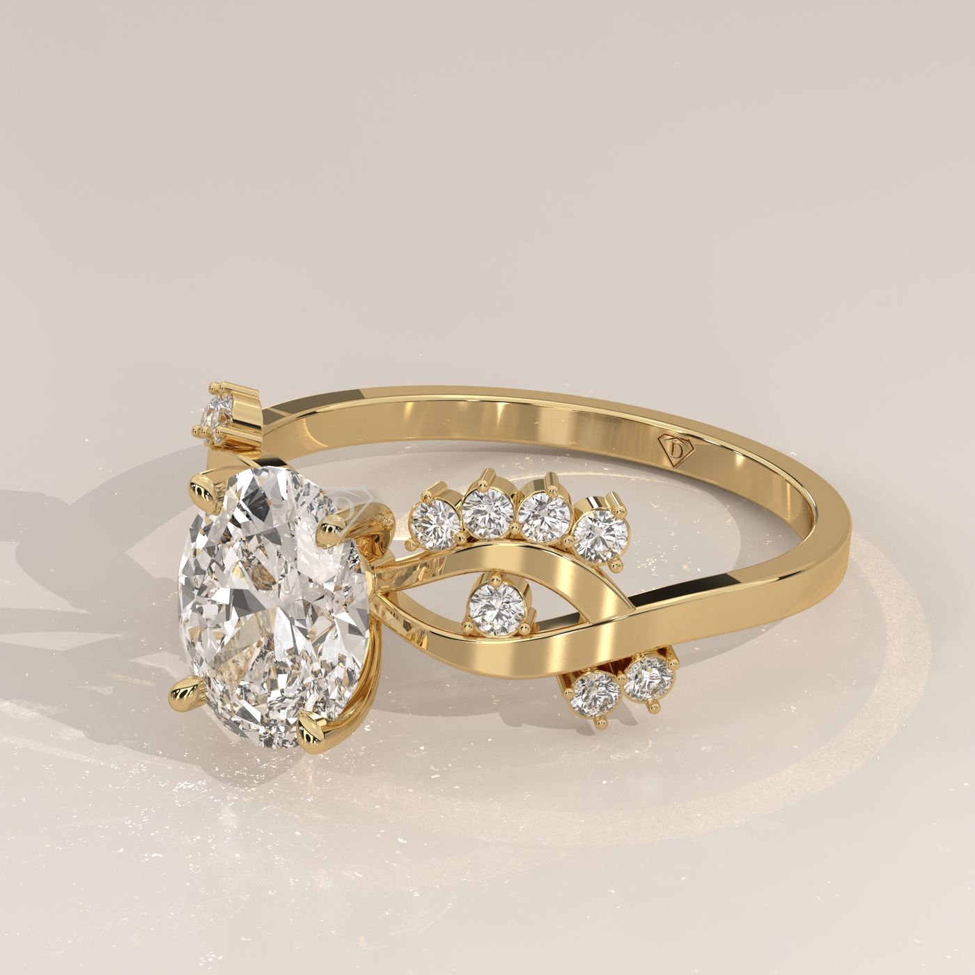 Oval Lab Grown Diamond Ring with Woven Infinity Shoulders