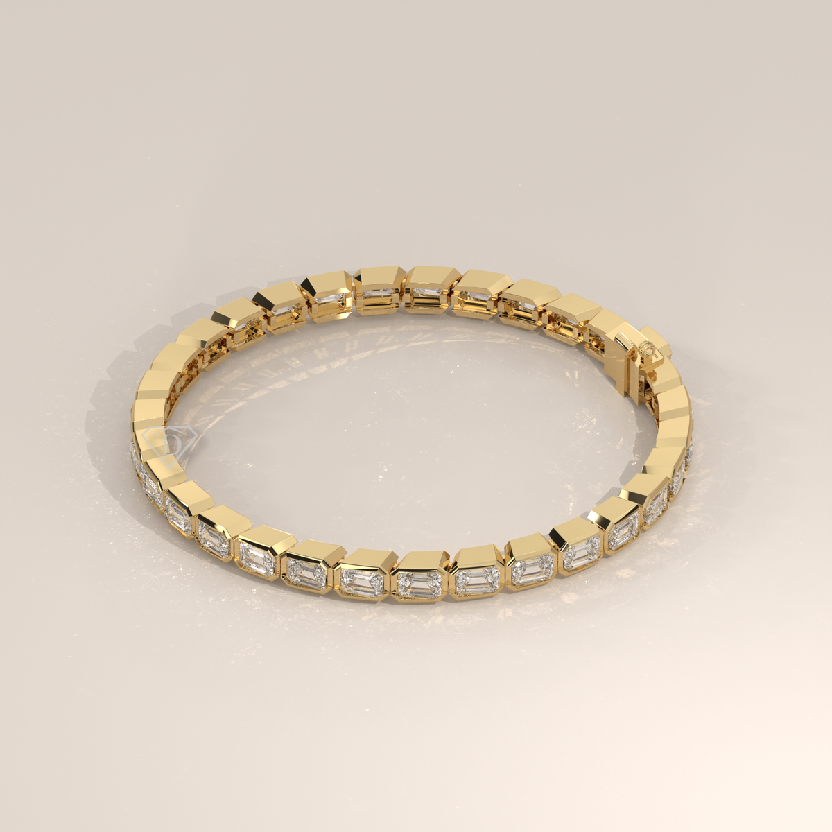 Emerald Cut Lab Grown Diamond Tennis Bracelet in Bezel Setting