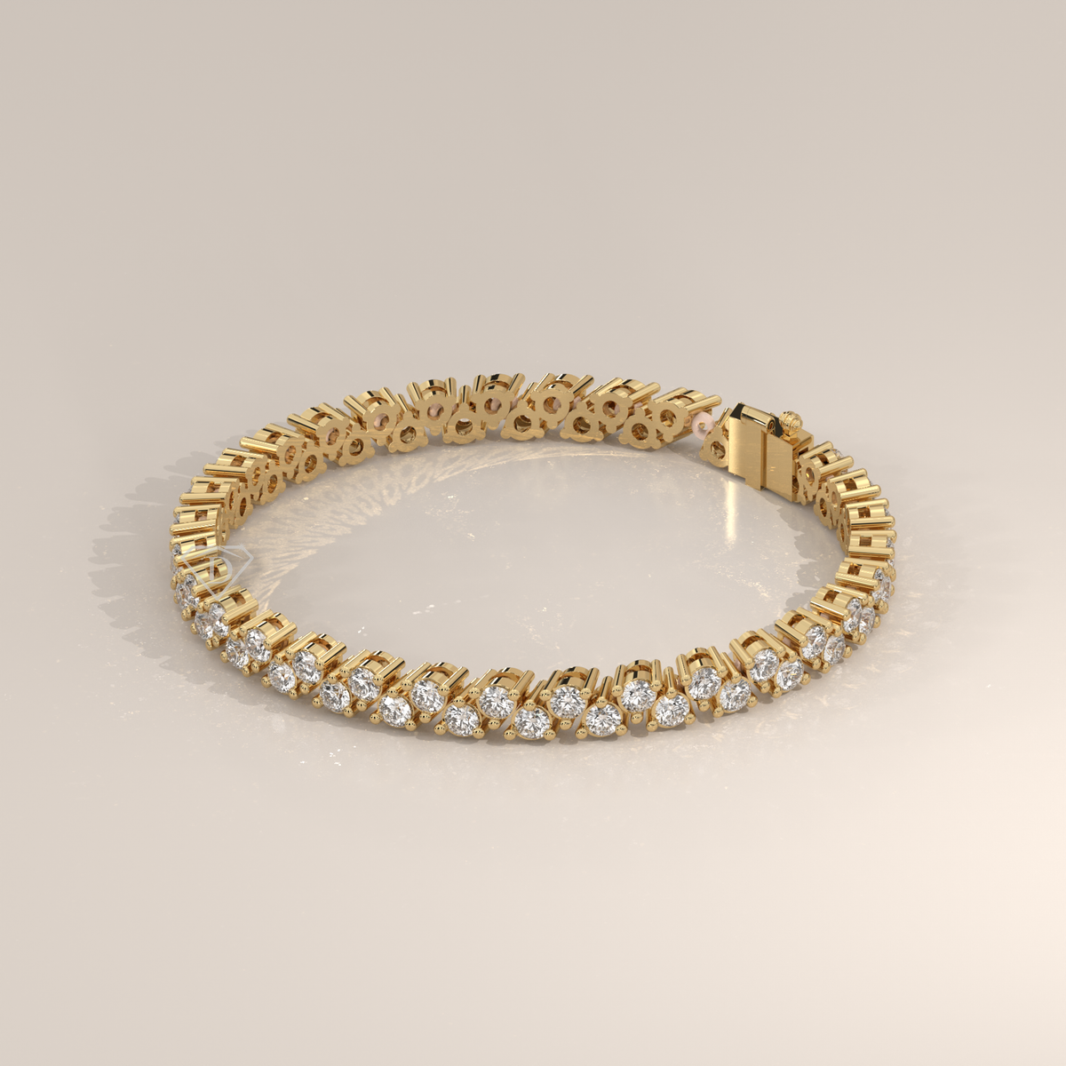 Round Lab Grown Diamond Tennis Bracelet with Scalloped Links