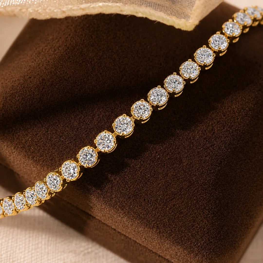 Round Prong Set Lab Grown Diamond Tennis Bracelet with Double Safety Clasp
