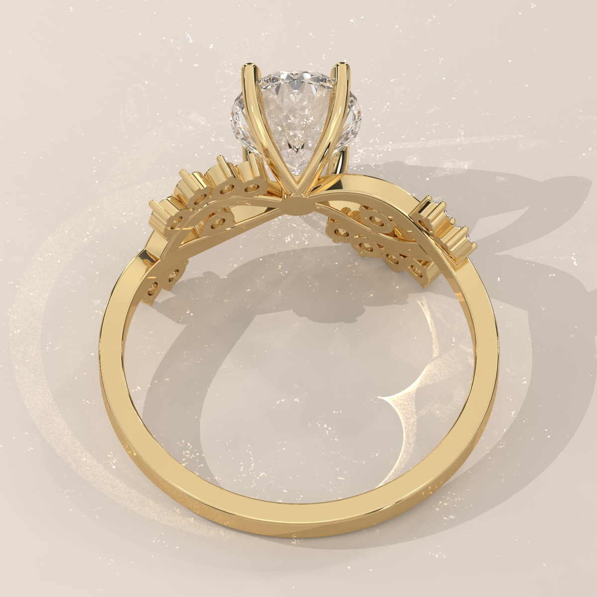 Oval Lab Grown Diamond Ring with Woven Infinity Shoulders