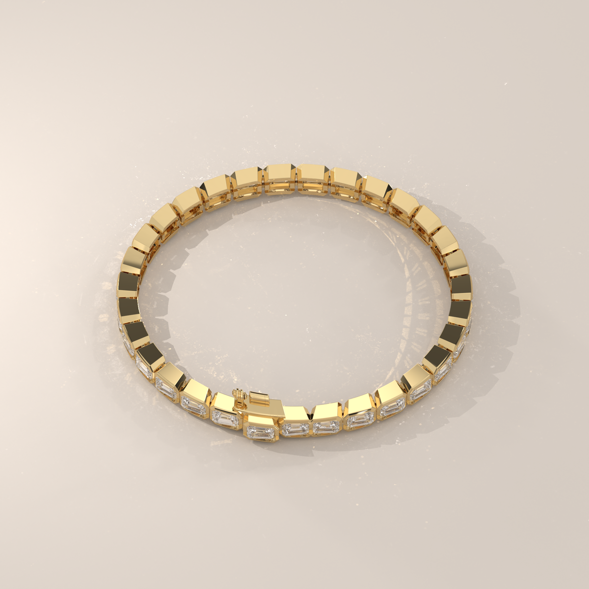 Emerald Cut Lab Grown Diamond Tennis Bracelet in Bezel Setting