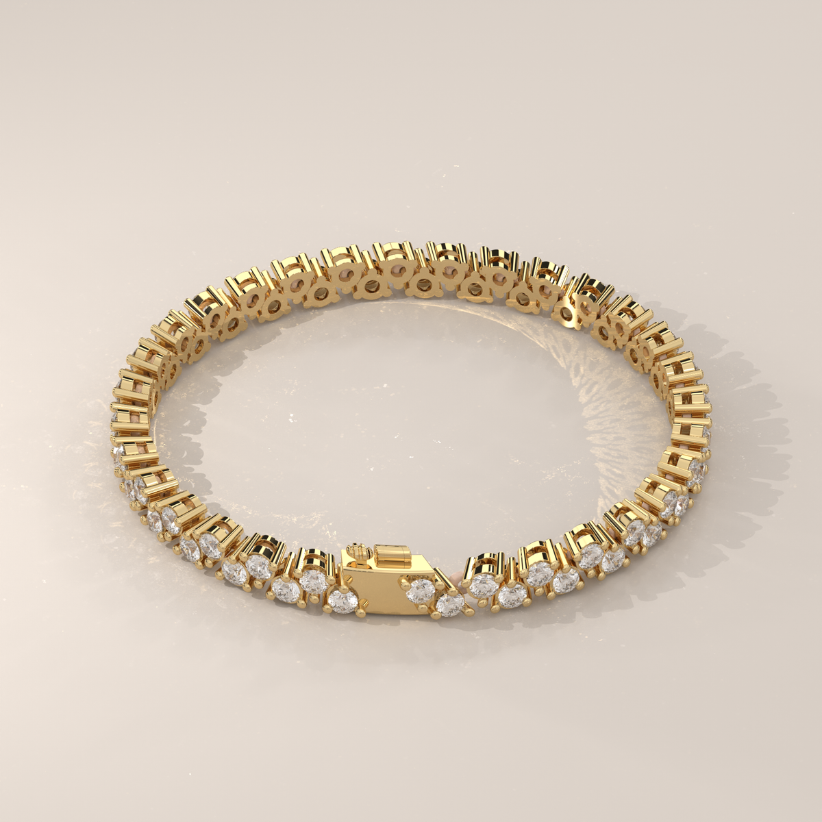 Round Lab Grown Diamond Tennis Bracelet with Scalloped Links