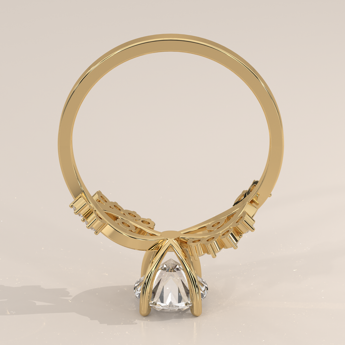 Oval Lab Grown Diamond Ring with Woven Infinity Shoulders