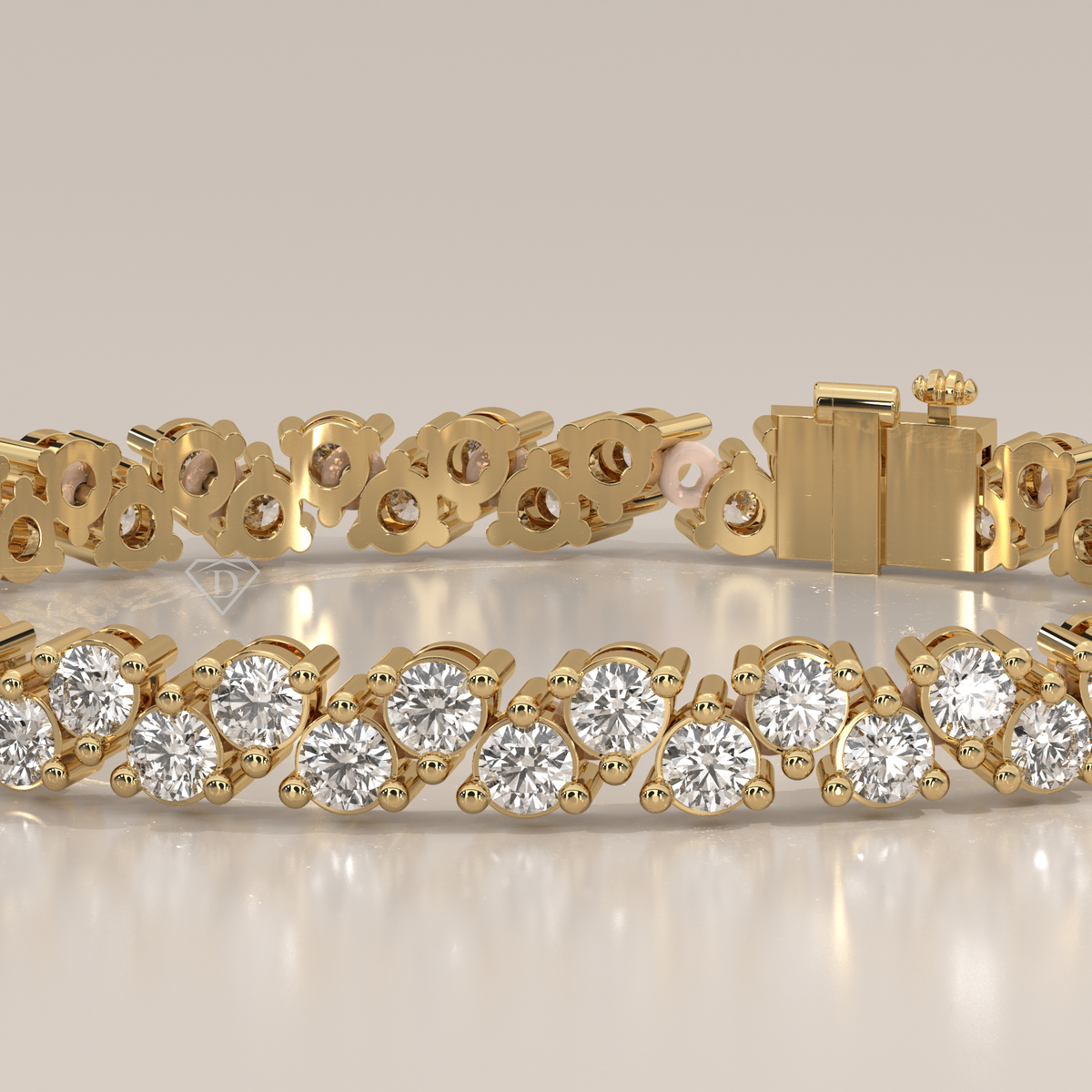 Round Lab Grown Diamond Tennis Bracelet with Scalloped Links