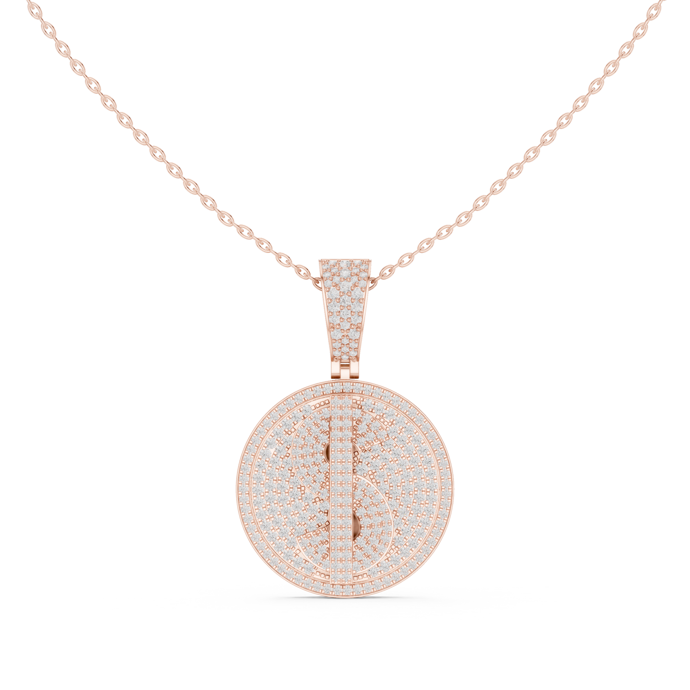 Iced Out Dollar Sign Lab Grown Diamond Medallion Pendant