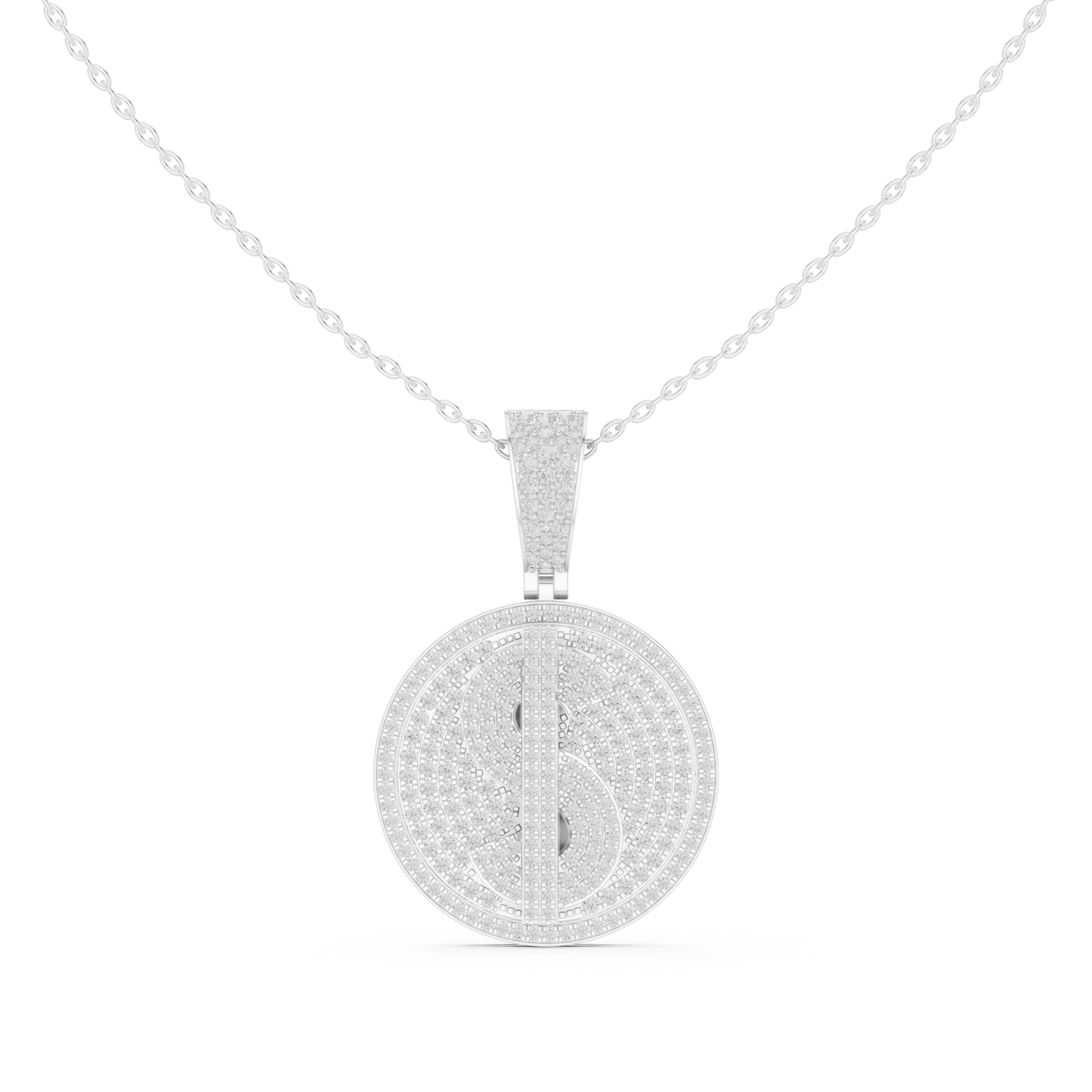 Iced Out Dollar Sign Lab Grown Diamond Medallion Pendant
