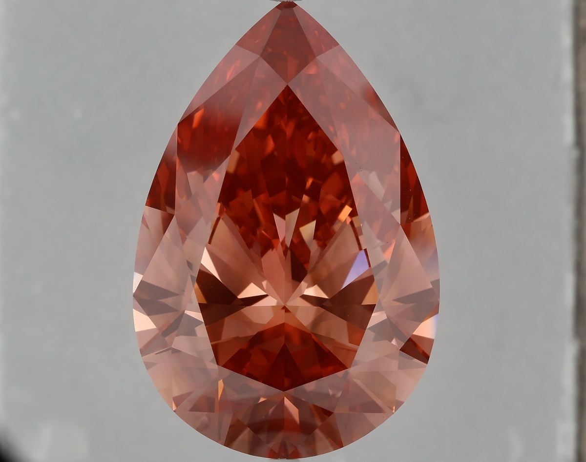 30.12 carat fancy vivid pink pear lab grown diamond VS1 clarity