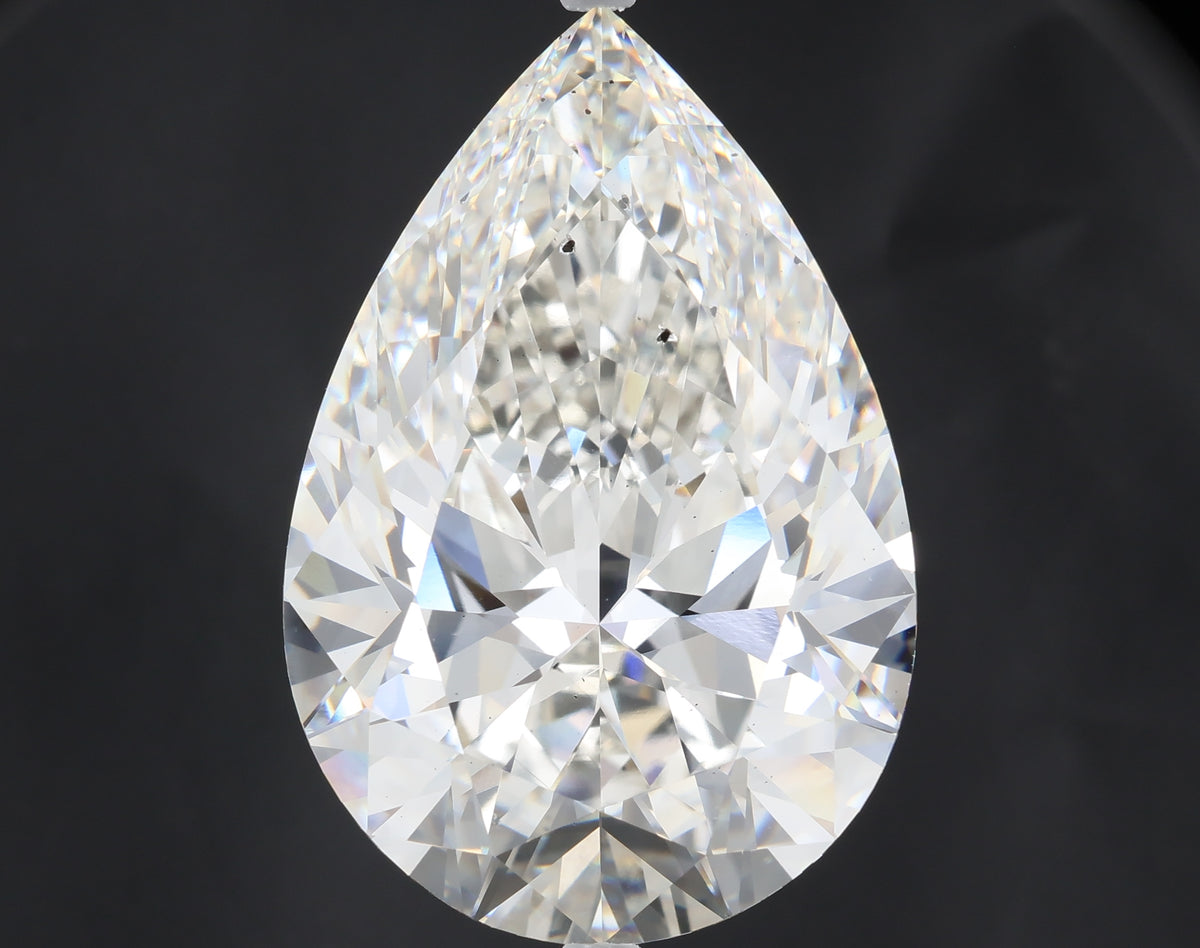 30.58 carat pear lab grown diamond G color SI1 clarity