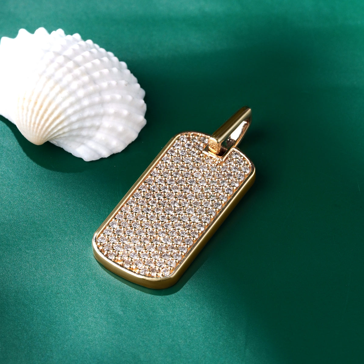 Pavé Lab Grown Diamond Dog Tag Pendant with Plain Bezel