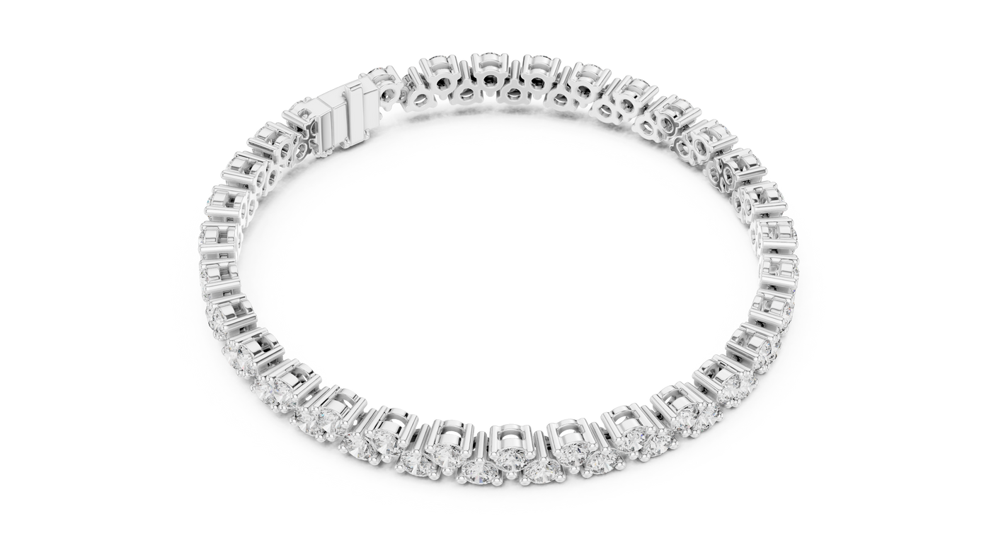 Round Lab Grown Diamond Tennis Bracelet with Scalloped Links