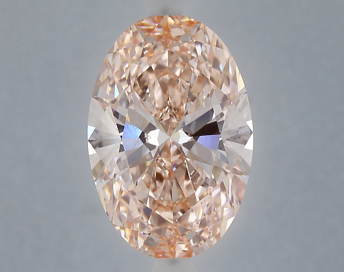 5.29 carat fancy intense pink oval lab grown diamond VVS2 clarity