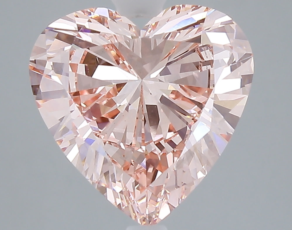 4.14 carat fancy intense pink heart lab grown diamond VVS2 clarity