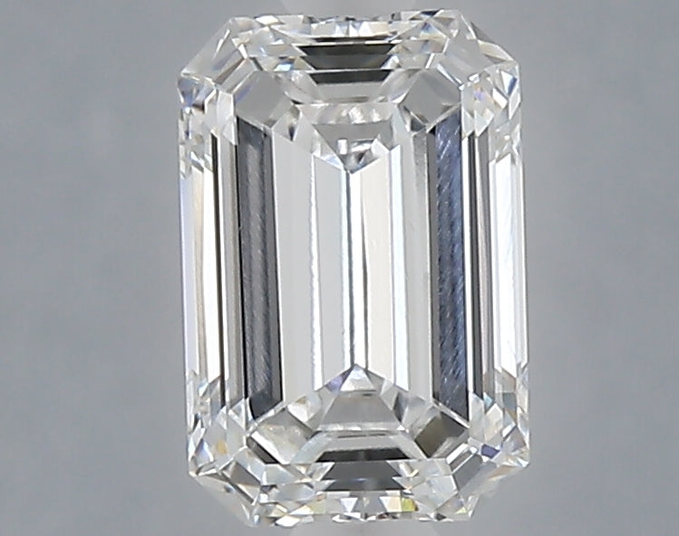 1.57 carat emerald lab grown diamond E color VVS2 clarity