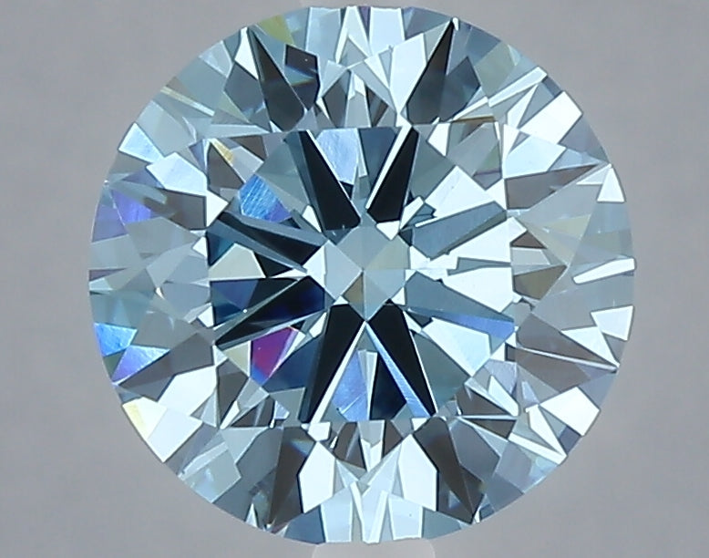 2.50 carat fancy vivid blue round lab grown diamond VVS2 clarity
