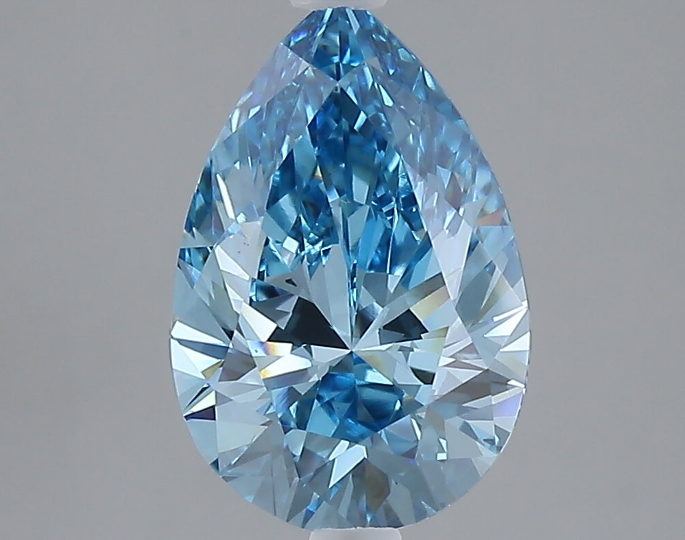 2.43 carat fancy vivid blue pear lab grown diamond VS2 clarity