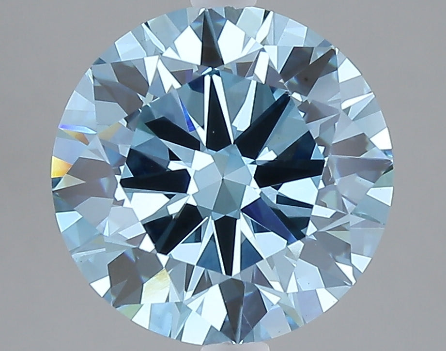 4.00 carat fancy vivid blue round lab grown diamond VVS2 clarity