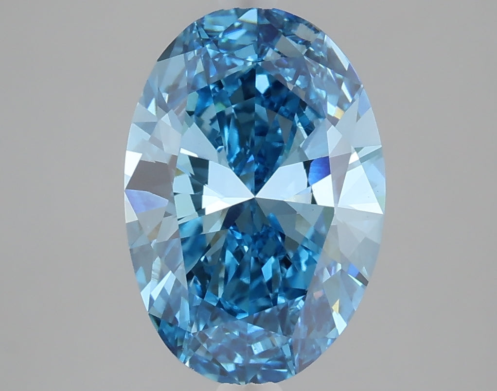 2.98 carat fancy vivid blue oval lab grown diamond VVS2 clarity