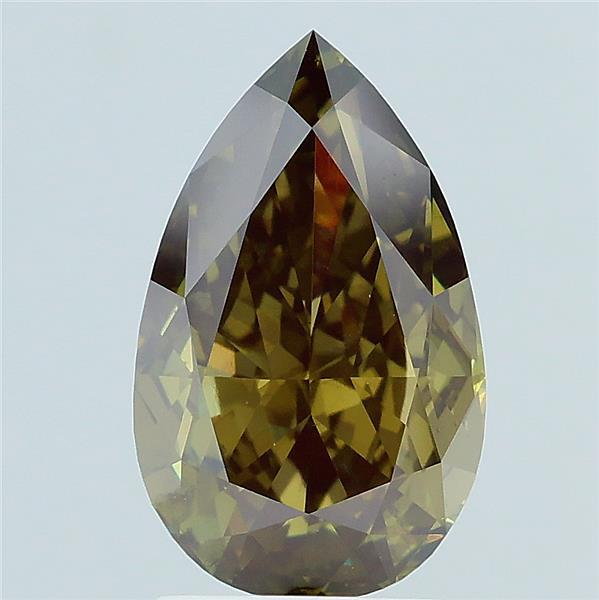 2.82 carat fancy vivid green pear lab grown diamond SI1 clarity