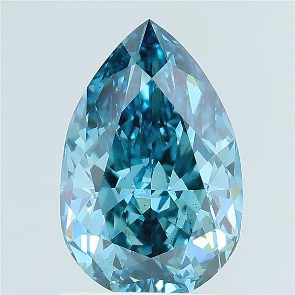 1.71 carat fancy vivid blue pear lab grown diamond VS2 clarity