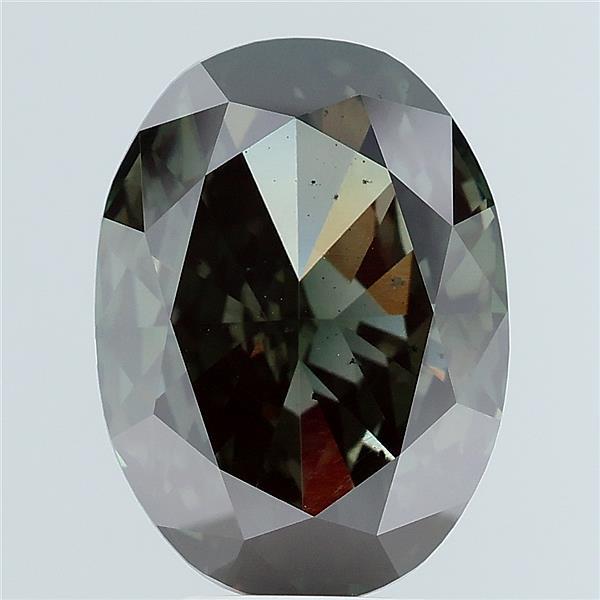 5.09 carat fancy deep green oval lab grown diamond VS2 clarity