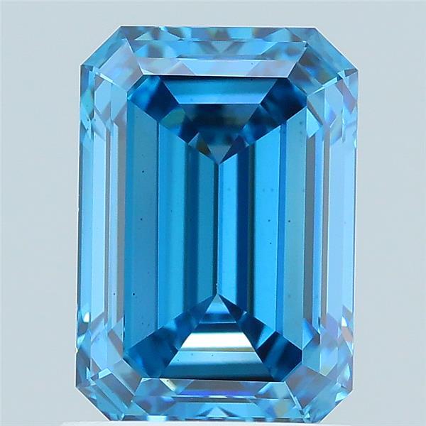 1.58 carat fancy vivid blue emerald lab grown diamond VS2 clarity
