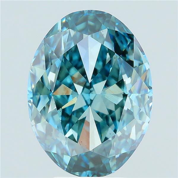 6.30 carat fancy vivid green blue oval lab grown diamond VS2 clarity