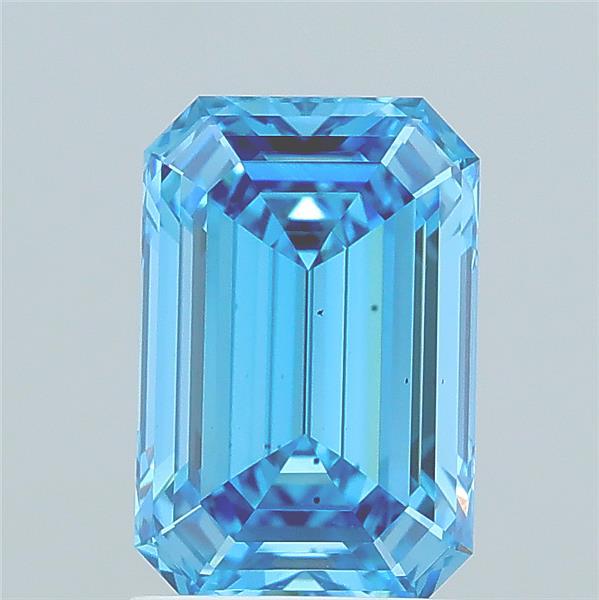 1.75 carat fancy vivid blue emerald lab grown diamond VS2 clarity