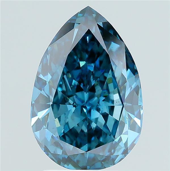 3.45 carat fancy vivid blue pear lab grown diamond SI1 clarity