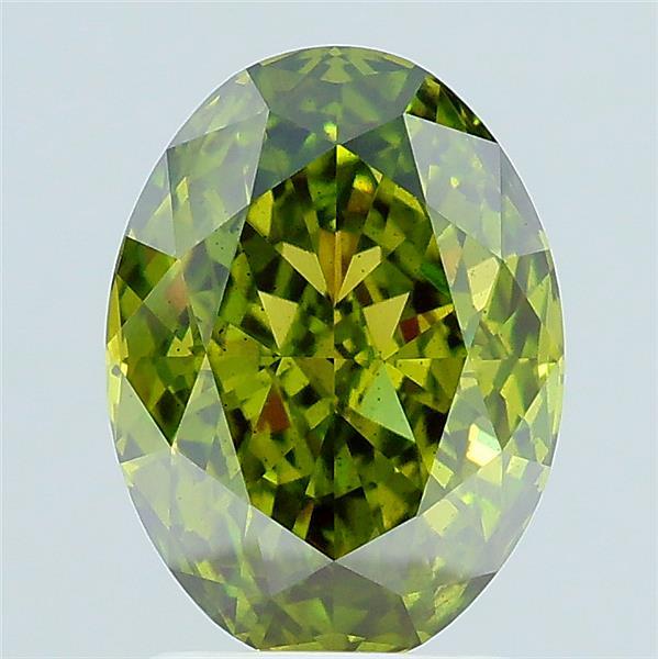 2.06 carat fancy vivid green oval lab grown diamond SI2 clarity