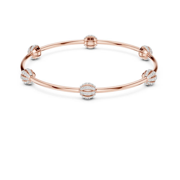 Front-View: Round Diamond Bangle with Bezel Setting in 14k Rose Gold - Lab Grown - Driona Jewels