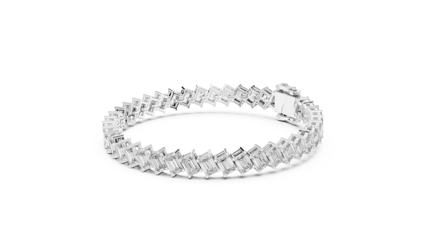 Top View: Baguette Diamond Bracelet with Channel Setting in 14k White Gold - Lab Grown - Driona Jewels