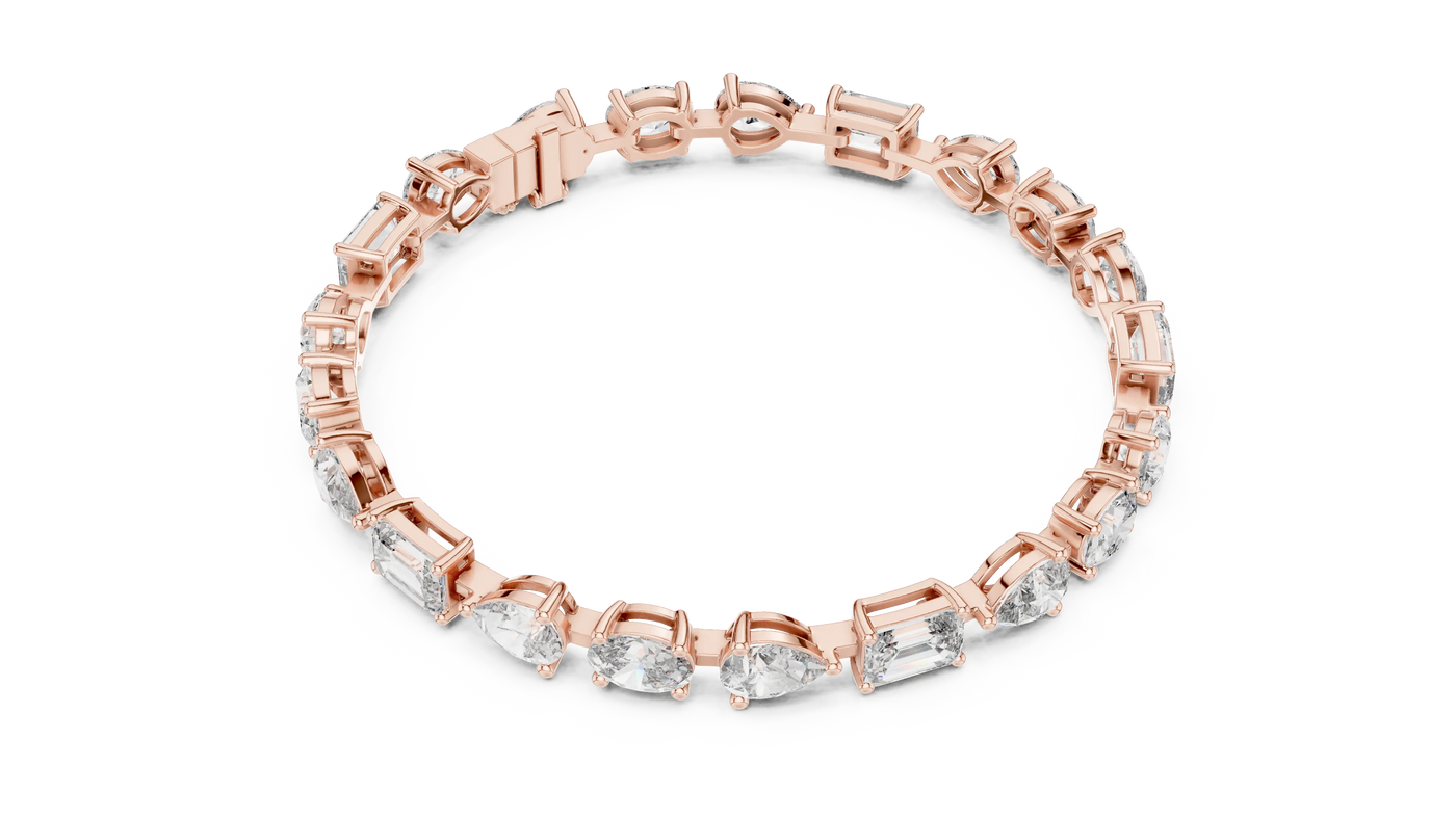 Top View: Emerald Cut Diamond Bracelet with Prong Setting in 14k Rose Gold - Lab Grown - Driona Jewels