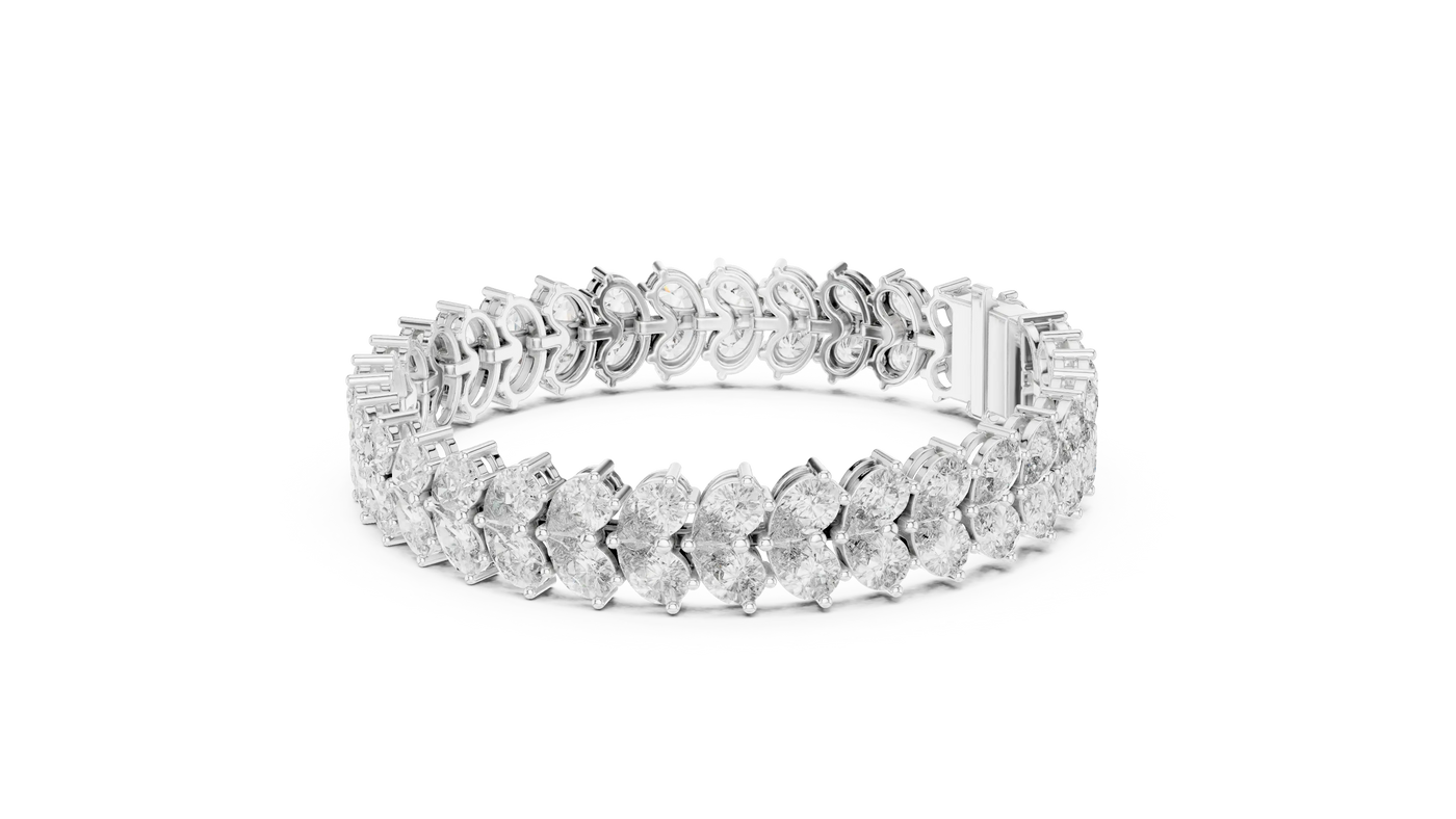 Top View: Marquise Diamond Bracelet with Pave Setting in 14k White Gold - Lab Grown - Driona Jewels