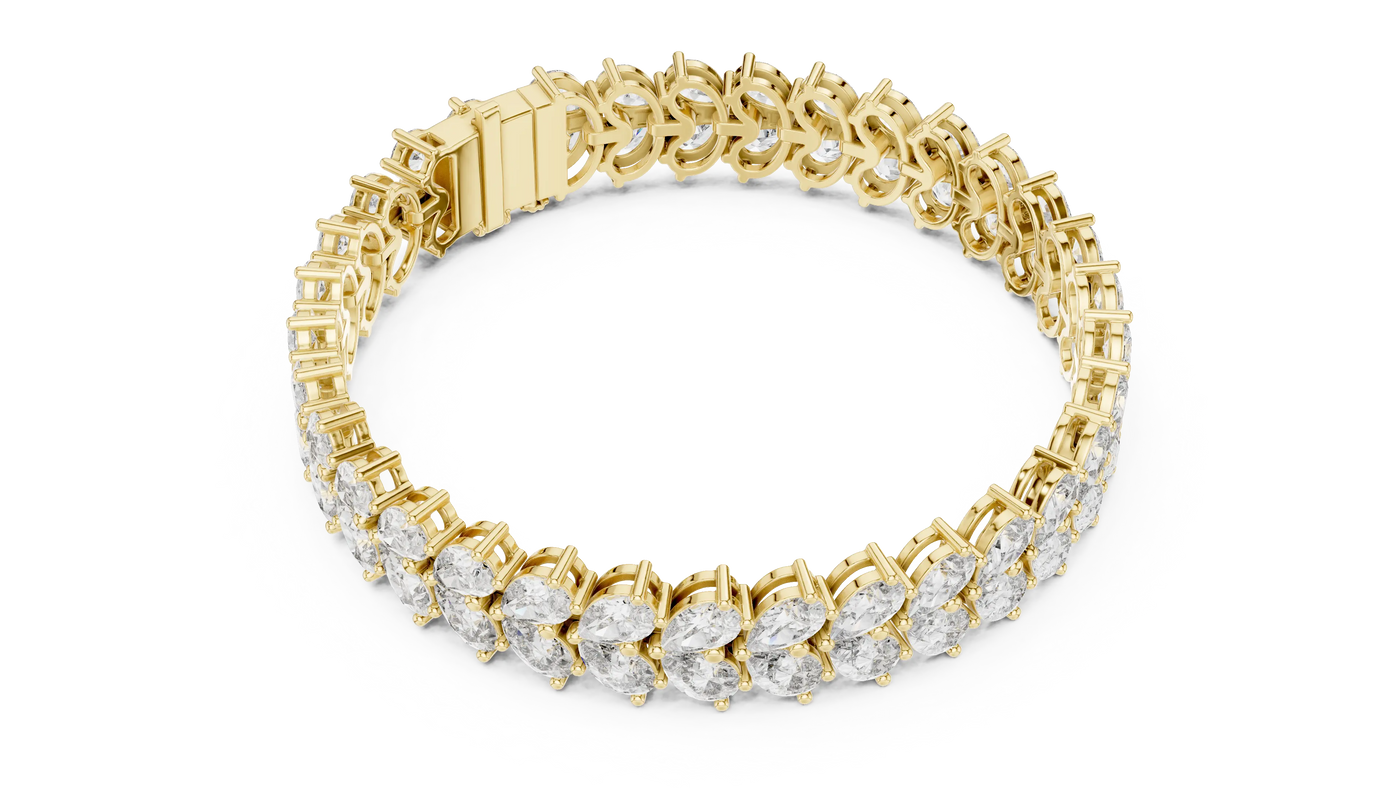 Flat Lay: Oval Diamond Bracelet with Prong Setting in 14k Yellow Gold - Lab Grown - Driona Jewels