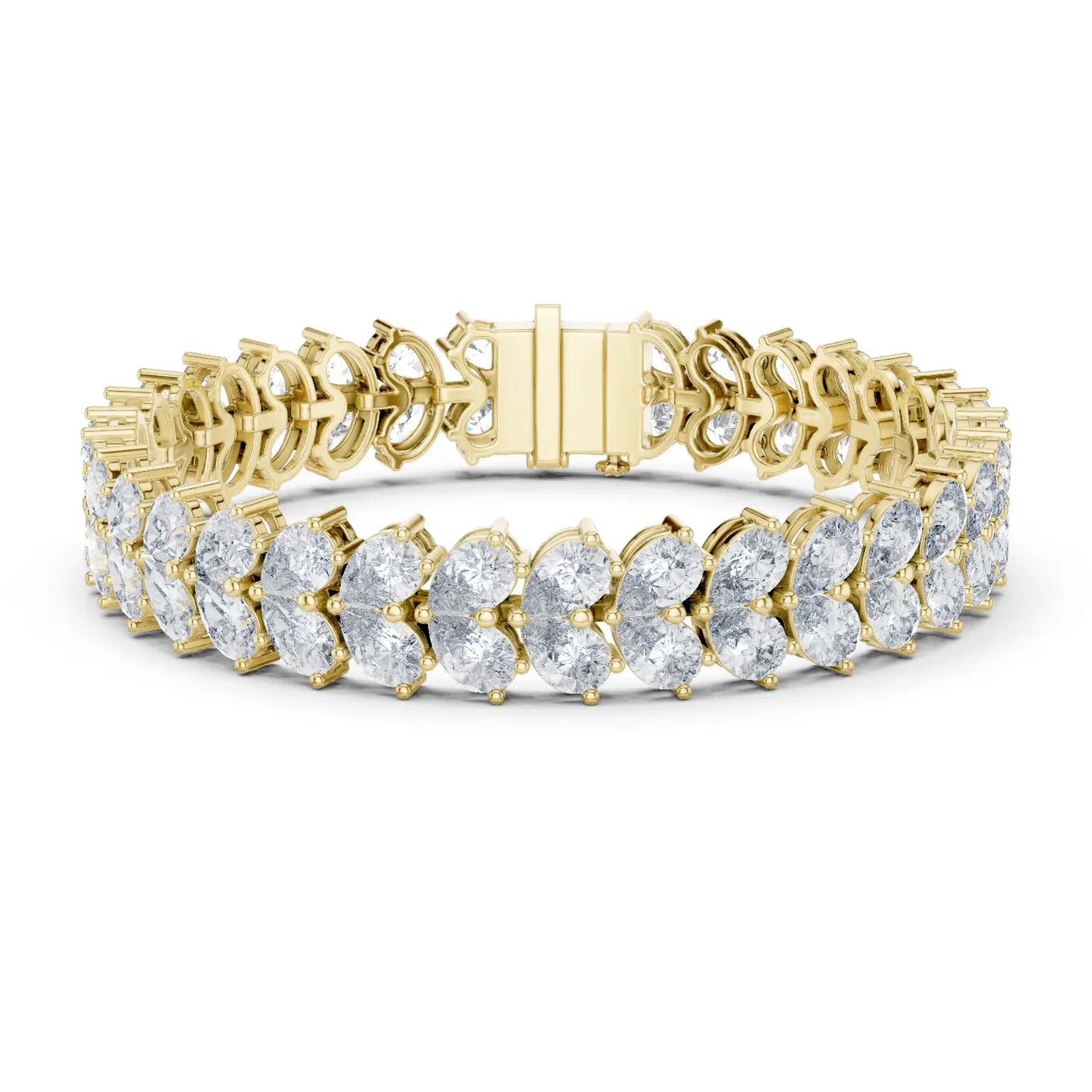 Front View: Oval Diamond Bracelet with Tennis Setting in 14k Yellow Gold - Lab Grown - Driona Jewels