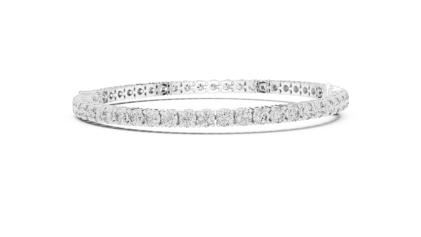 Top View: Princess Cut Diamond Bracelet with Channel Setting in 14k White Gold - Lab Grown - Driona Jewels