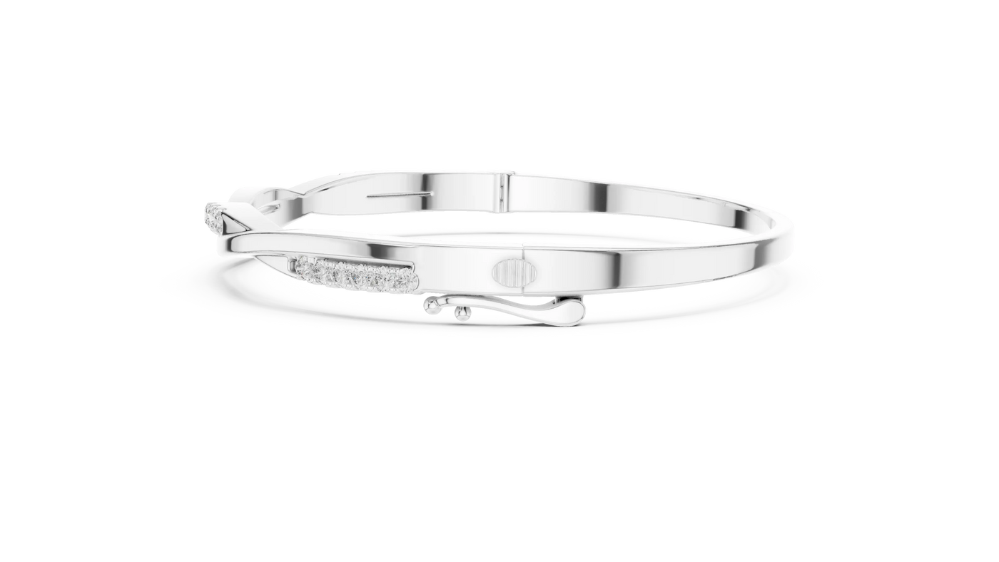 Flat Lay: Round Diamond Bracelet with Bezel Setting in 14k White Gold - Lab Grown - Driona Jewels