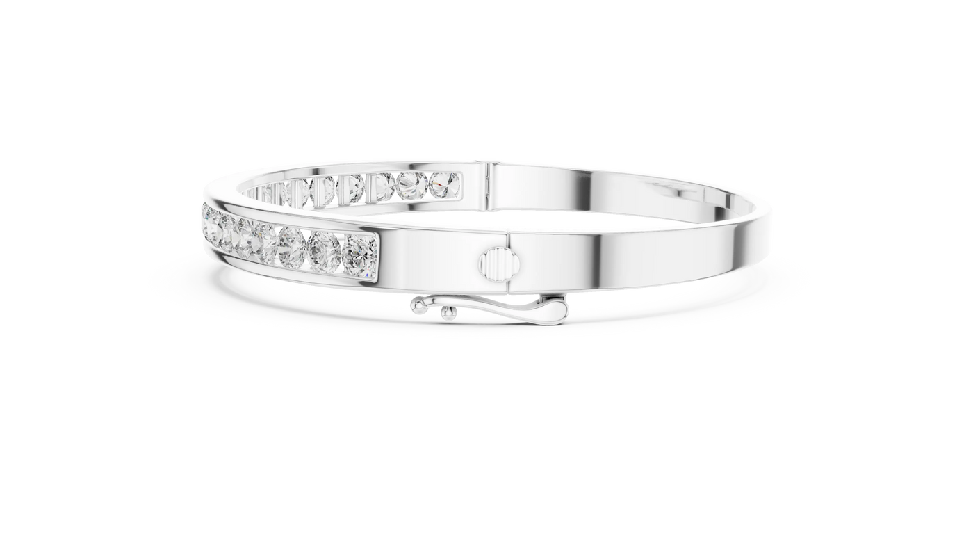 Flat Lay: Round Diamond Bracelet with Channel Setting in 14k White Gold - Lab Grown - Driona Jewels