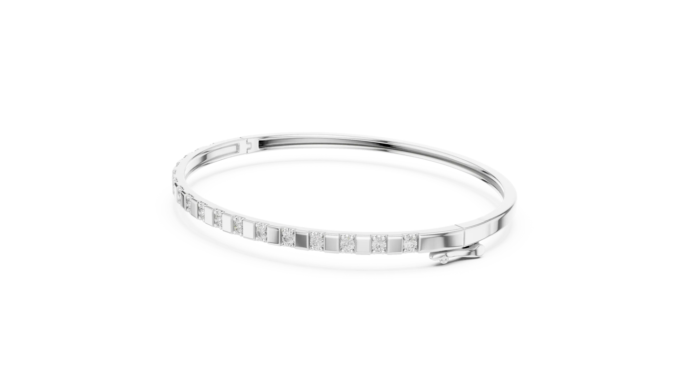 Flat Lay: Round Diamond Bracelet with Channel Setting in 14k White Gold - Lab Grown - Driona Jewels