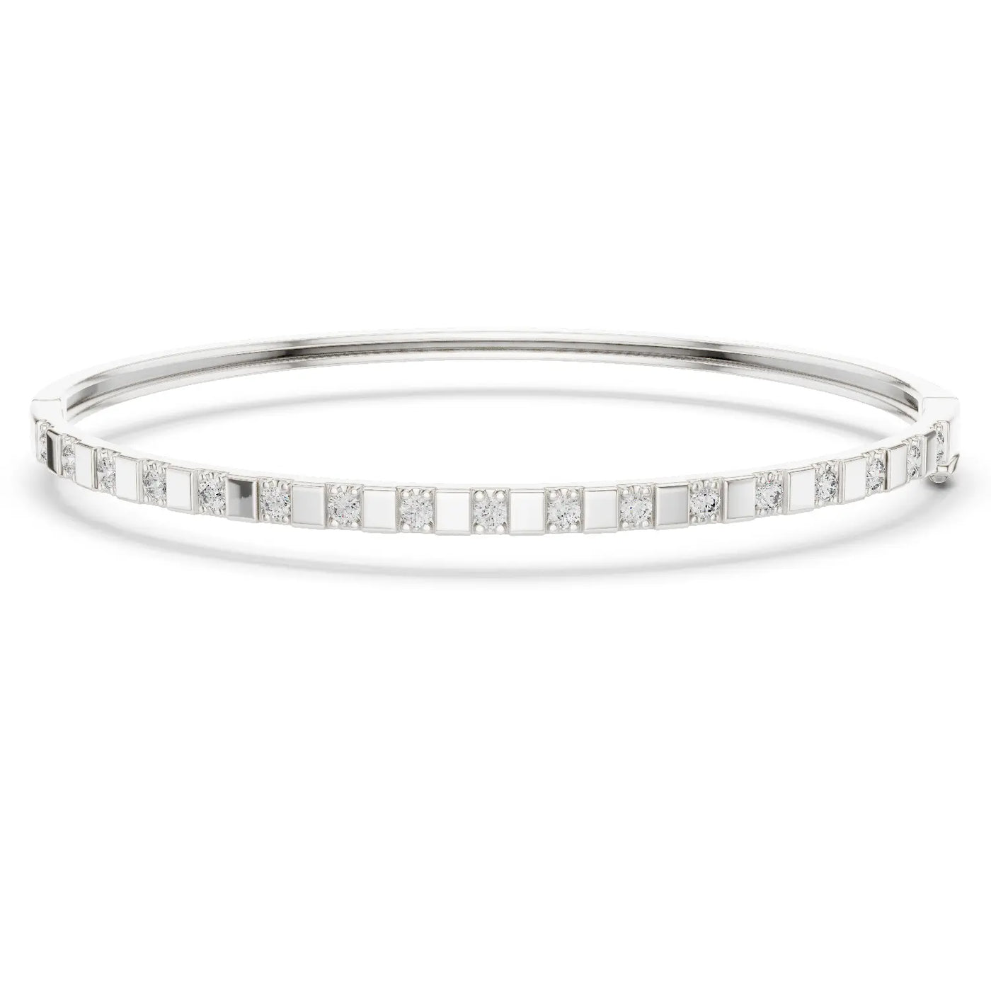 Front View: Round Diamond Bracelet with Channel Setting in 14k White Gold - Lab Grown - Driona Jewels