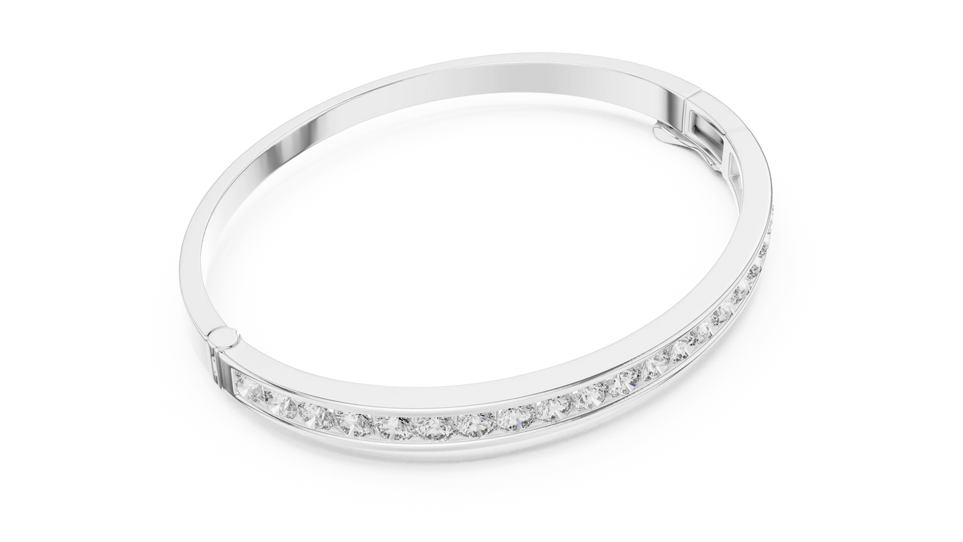 Three-quarter-view: Round Diamond Bracelet with Channel Setting in 14k White Gold - Lab Grown - Driona Jewels