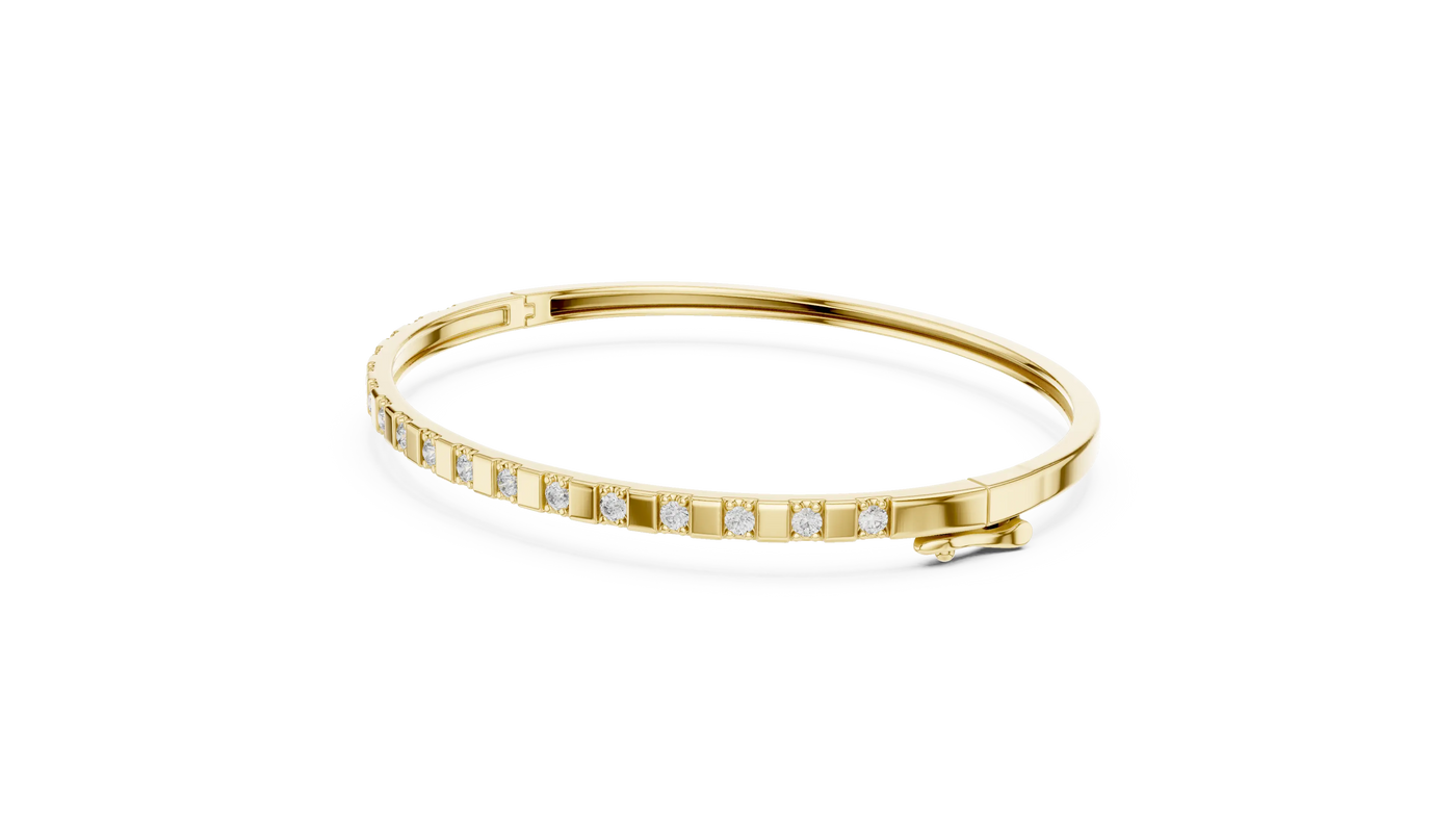 Flat Lay: Round Diamond Bracelet with Channel Setting in 14k Yellow Gold - Lab Grown - Driona Jewels