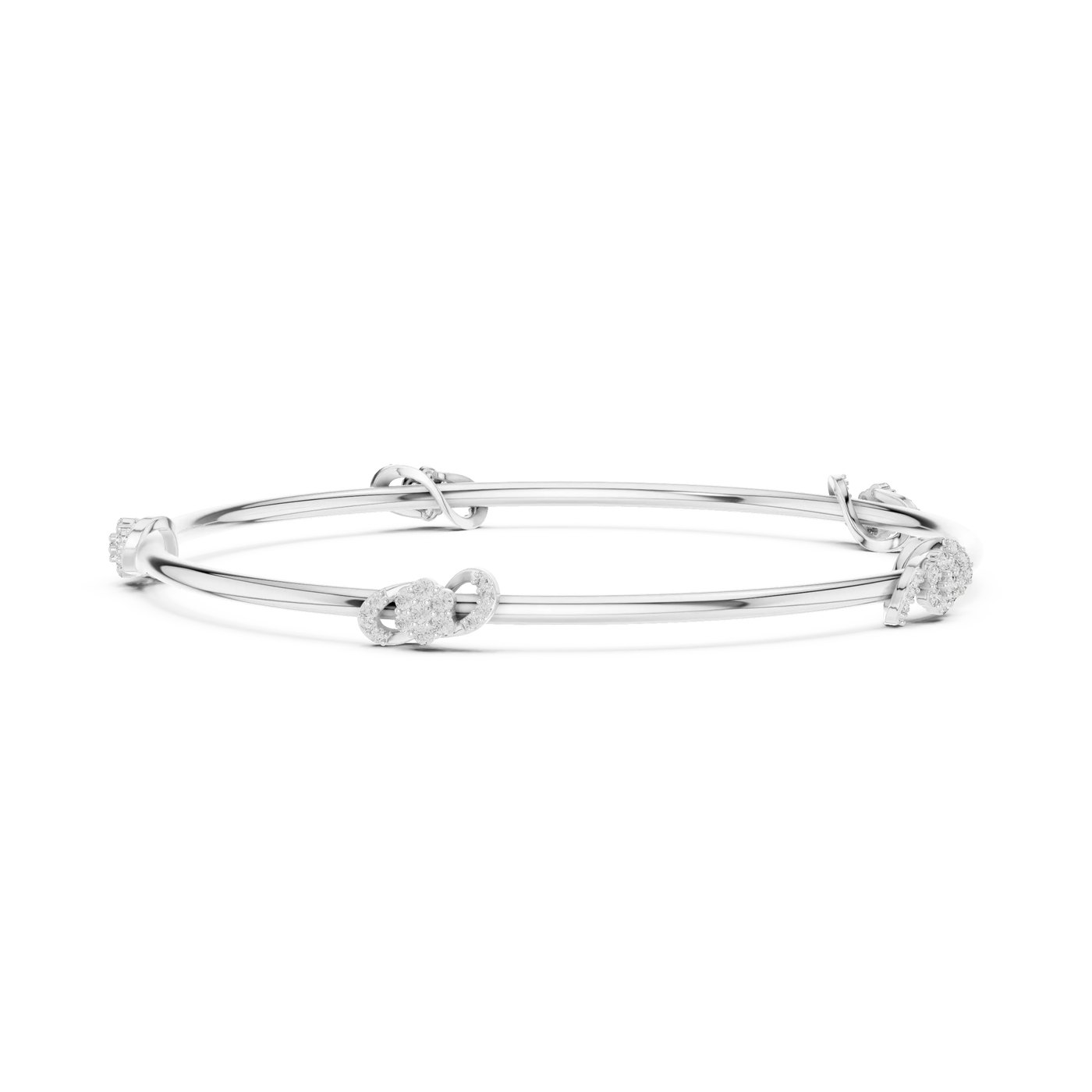 Top View: Round Diamond Bracelet with Cluster Setting in 14k White Gold - Lab Grown - Driona Jewels