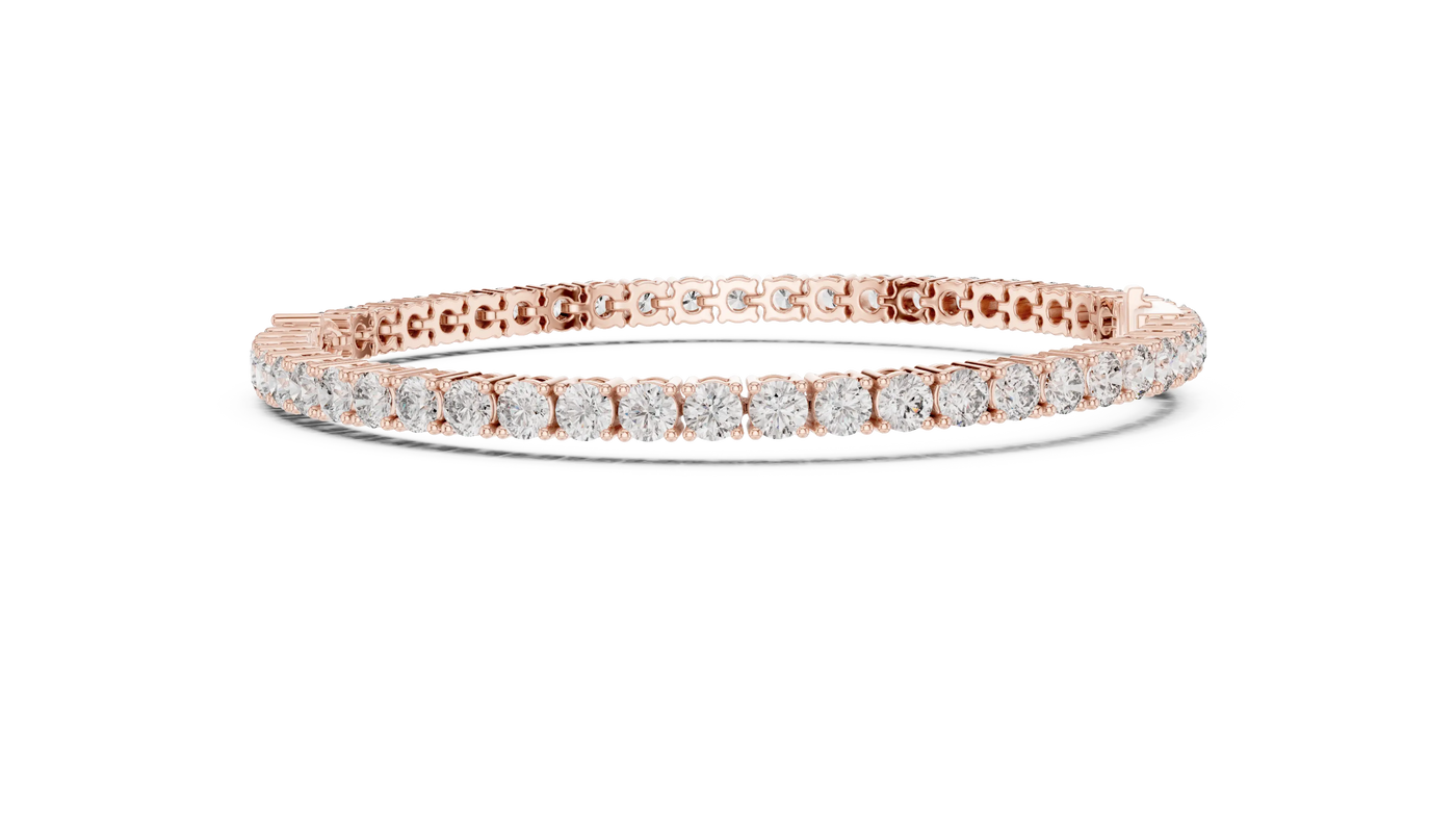 Front View: Round Diamond Bracelet with Pave Setting in 14k Rose Gold - Lab Grown - Driona Jewels