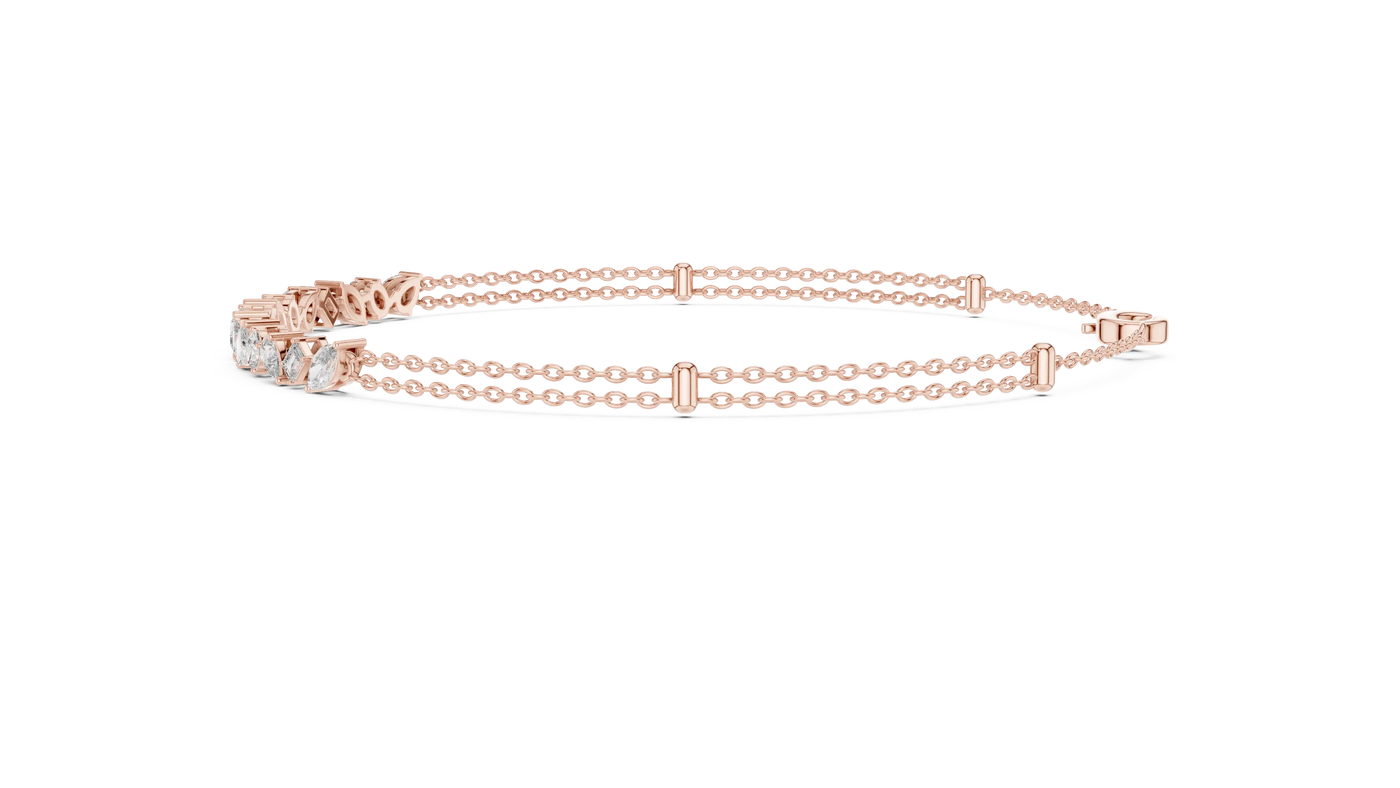 Top View: Round Diamond Bracelet with Pave Setting in 14k Rose Gold - Lab Grown - Driona Jewels