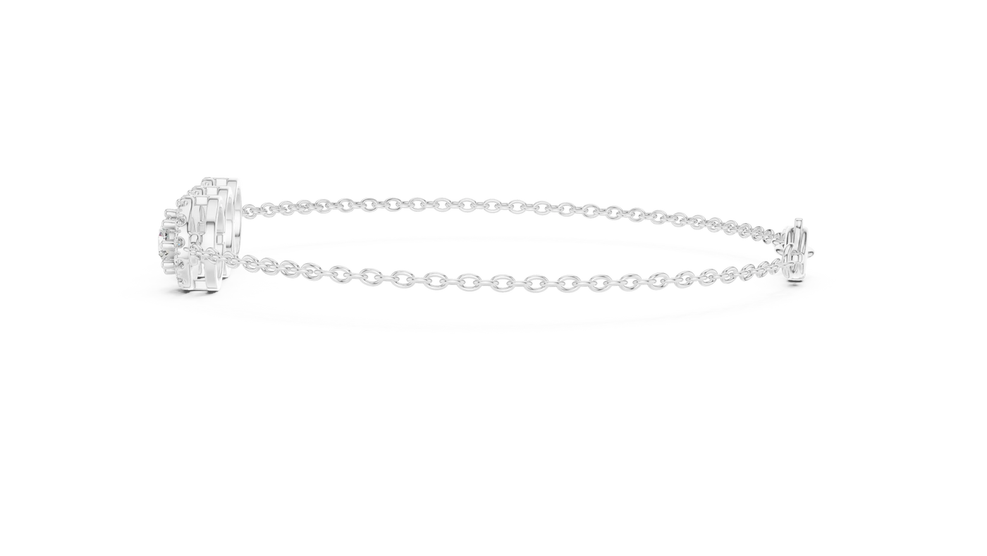 Side-Profile: Round Diamond Bracelet with Pave Setting in 14k White Gold - Lab Grown - Driona Jewels