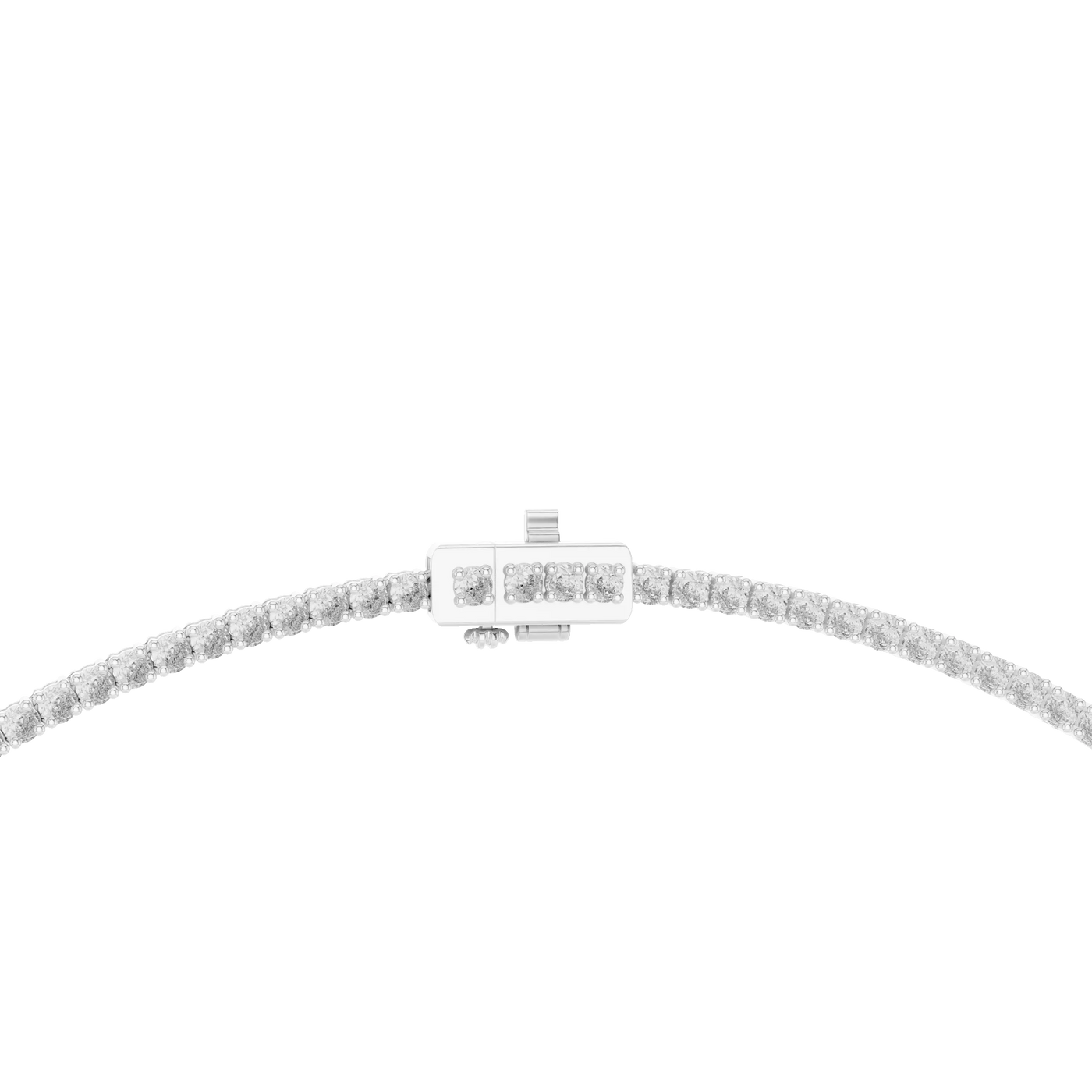 Top View: Round Diamond Bracelet with Pave Setting in 14k White Gold - Lab Grown - Driona Jewels