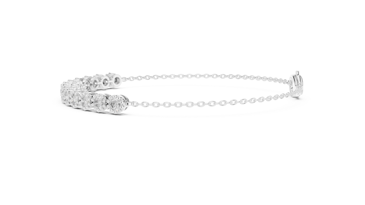 Top View: Round Diamond Bracelet with Pave Setting in 14k White Gold - Lab Grown - Driona Jewels
